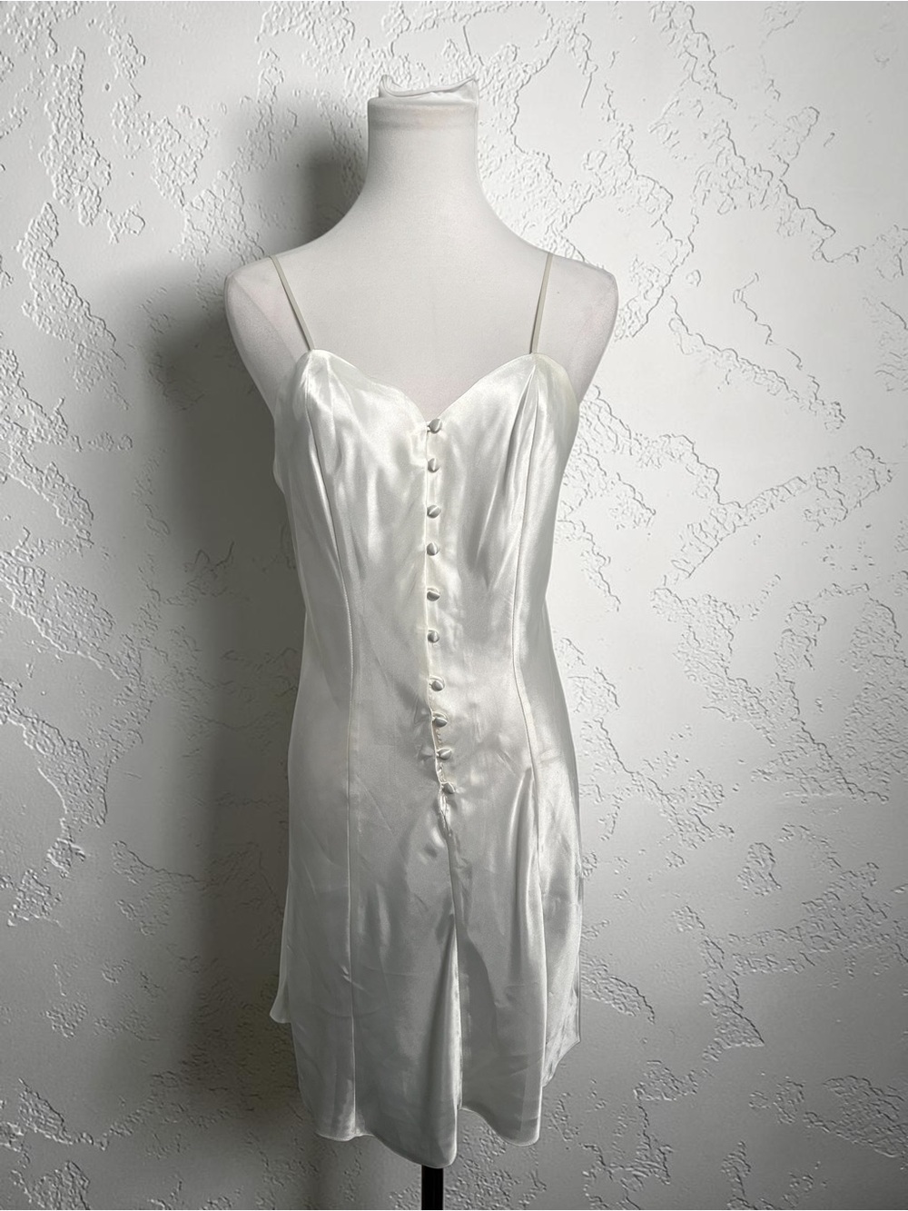 Vintage Made in Korea White Satin Slip Dress | Bridal Mini Coquette Fairycore M